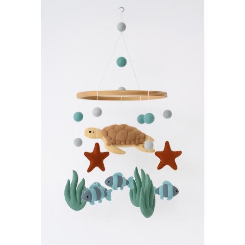 Music Box Mobile Crib Cheerful Caretta Caretta Baby Room Accessory Mobile Nursery Felt Rabbit Sky Baby Mobile Hanging Star Neutral Mobile