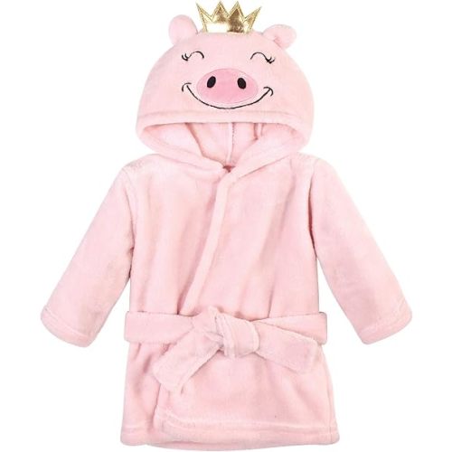 Hudson Baby Unisex Baby Plush Animal Face Bathrobe, Pig, 0-9 Months