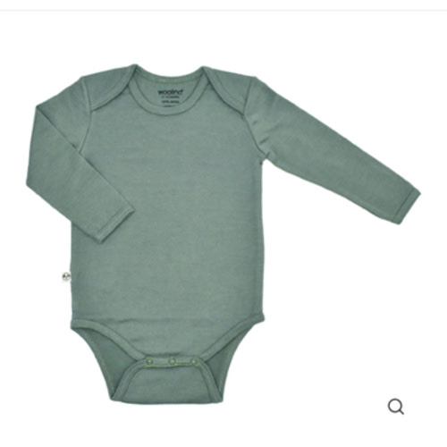 Baby Bodysuit, Long Sleeve, Merino Wool, Sage