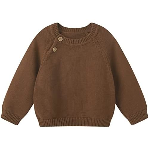 pureborn Baby Toddler Boys Girls Pullover Sweater Cotton Knit Button Closure Sweaters