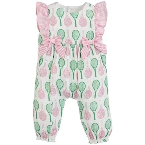 Mud Pie baby-girls Baby Girl Tennis Print Longall;