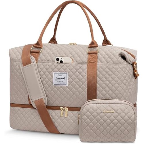 LOVEVOOK Travel Duffle Bag,Weekender Bags for Women with Shoe Compartment，Carry on Overnight Bag with Toiletry Bag,Gym Duffel Bag with Wet Pocket, Hospital Bags for Labor and Delivery