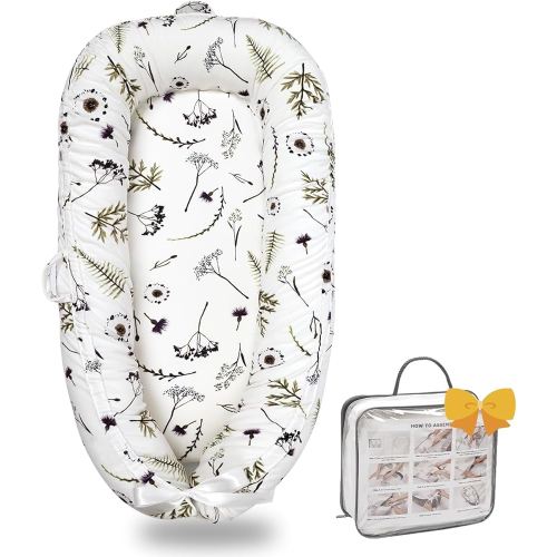 Baby Lounger-Breathable and Soft Organic 100% Cotton, Portable Infant Lounger with Removable Lounger Cover, Floor Lounger for Newborn - Mami Forest