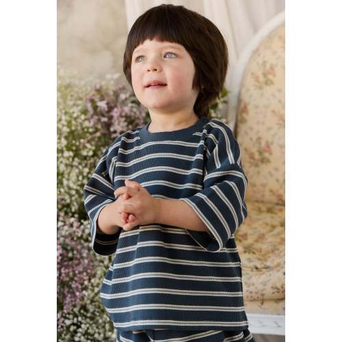 Organic Cotton Waffle Leith Tee - Dreamer Stripe Captain – Jamie Kay USA
