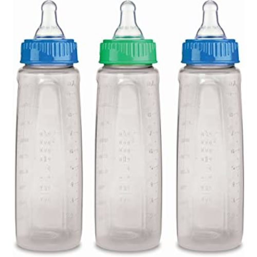 Gerber First Essential Clear View Plastic Nurser With Latex Nipple, BPA Free, Colors may vary, 3 Pack