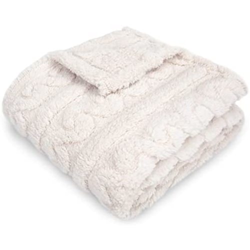 Baby Blanket for Boys or Girls 3D Fluffy Fuzzy Blanket for Baby, Soft Warm Cozy Flannel Fleece Warm Blanket, Infant or Newborn Receiving Blanket (30x40inch, Cream )