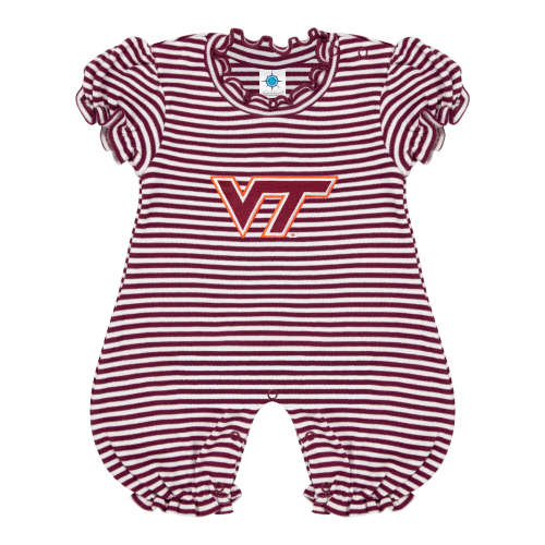 Virginia Tech Hokies Stripe Puff Sleeve Romper | College Baby