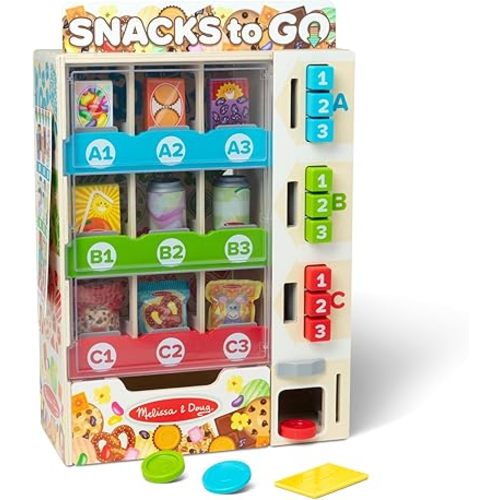 Melissa & Doug Sort, Stock, Select Wooden Vending Machine Play Set, Wooden Toy Play Food for Boys and for Girls 3+