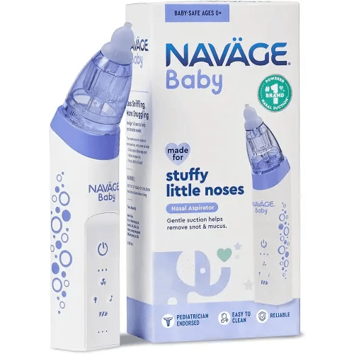 Navage Baby Nasal Aspirator - Gentle, Pediatrician Endorsed Nasal Aspirator for Baby Congestion & Stuffy Noses - Baby Nose Sucker w/ Lights, Lullabies & BPA Free Silicone Tips