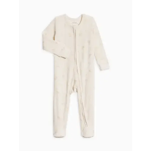 Organic Baby Kit Ribbed Zipper Sleeper, Emma Floral Butter - NB