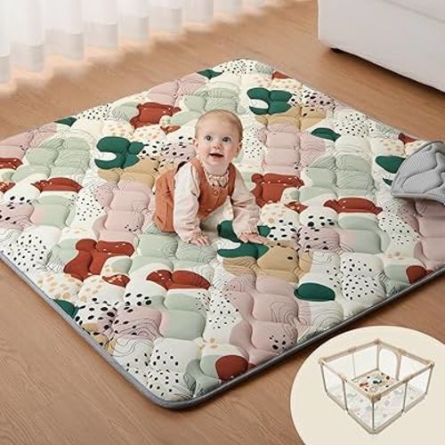 Blissful Diary Baby Play Mat for Floor, 47x47 Inch, Modern Abstract Print
