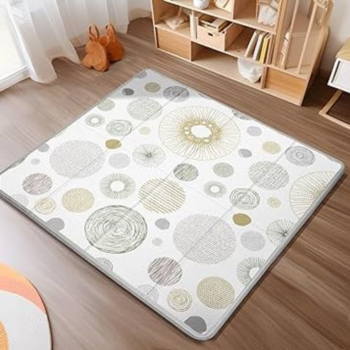 Foldable Baby Play Mat, PIGLOG 0.6 inch Waterproof Playmats for Babies and Toddlers Kids, Safe Foam Playmat for Tummy Time, 50“x50” Playpen Mat, Reversible Portable Baby Floor Mat for Infant, Circle