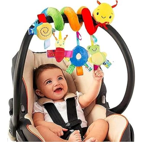 FPVERA Carseat Toys for Infants 0-6 Months Spiral Stroller Newborn Toys, Plush Hanging Baby Rattle Sensory Toys for Crib Mobile Bassinet for 0 3 6 9 12 Boys Girls Ideal Gifts