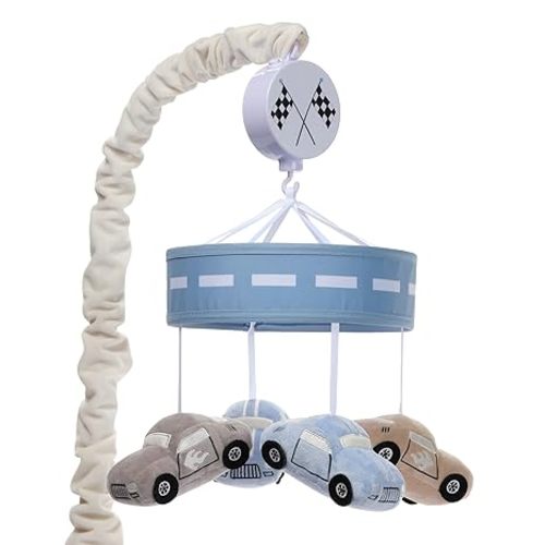 Lambs & Ivy Little Racer Musical Car/Transportation Baby Crib Mobile Soother Toy