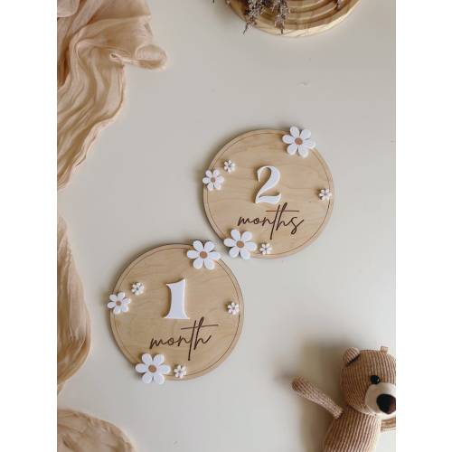 Baby Milestone | Boho Baby Milestone | Wooden daisy Flower Milestone Disc | Monthly Baby Milestone Marker | Baby Growth | Baby Photo Prop
