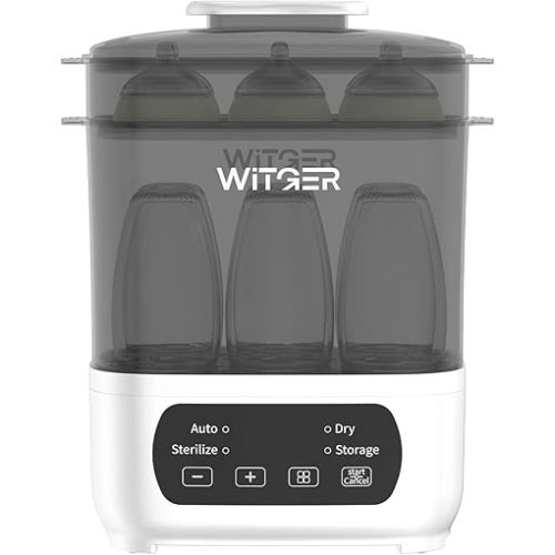 Baby Bottle Sterilizer and Dryer, Electric Steam Sterilizer for Baby Bottles, Pacifiers, and More, with Digital Controls.