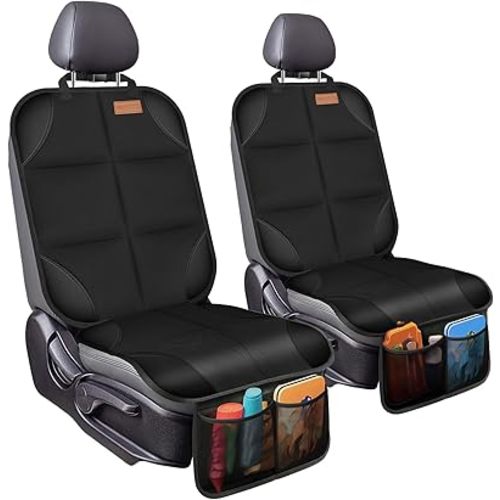 Yuan & Chuang Car Seat Protector 2 Pack -1680D Fabric,with Thickest Padding car seat Cover,car seat Protector for Baby carseat,Non-Slip Backing, 2 Storage Pockets- Black