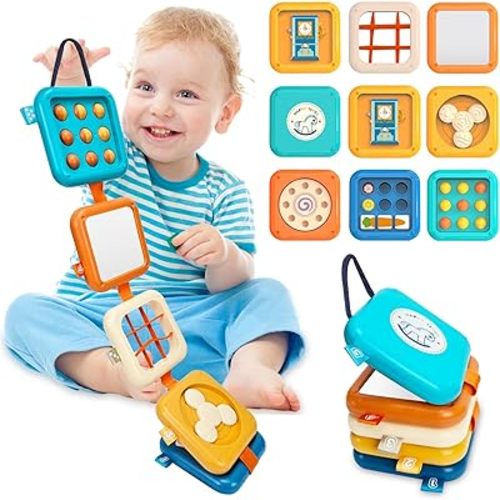 weirtoya Baby Busy Board for 1 Year Old, Montessori Toys for 1 Year Old Toddler Toys Travel Activities Busy Cube Gifts for Baby Boy Girl My First Montessori Busy Board