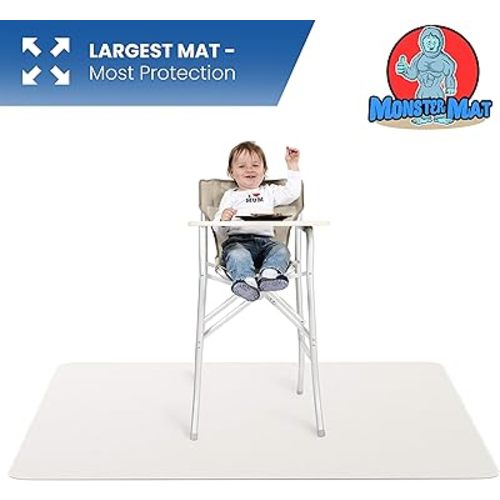 MonsterMat Extra Large Waterproof Splat Mat – 60"x60" Super Jumbo Mess Mat for Floor & Table Protection Washable Mat for Arts, Crafts, Painting, and Playtime (Grey) (Grey)