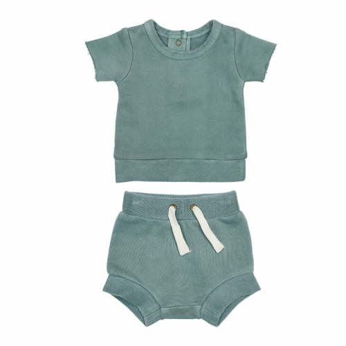 Organic French Terry Tee & Shorties Set in Jade – L'ovedbaby