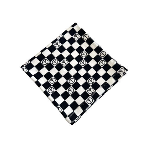 Stretch Swaddle Blanket, Black Peace Checkerboard