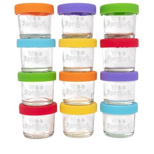 WeeSprout Glass Baby Food Storage Jars w/ Silicone Lids