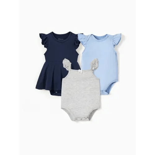 Bamboo Baby Girl 3-Piece Solid Color Rompers Set Only $29.99 PatPat US Mobile