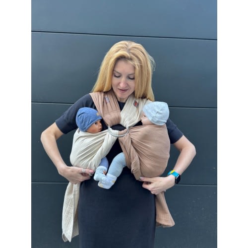 Twin Ring Sling, Twins baby carrier, Twins sling for newborn, 100% Organic Cotton, Muslin ring sling