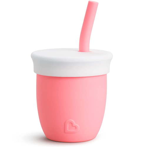 Munchkin C’est Silicone Toddler Training Cup with Straw 4 oz Coral Unisex