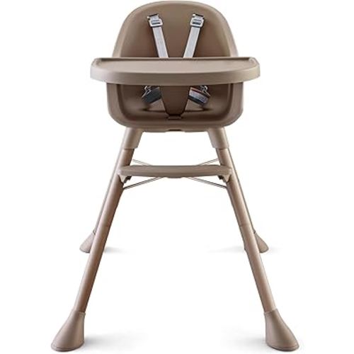 HARPPA 2 in 1 Baby High Chair for Babies and Toddlers, Convertible High Chairs with Removable Double Tray, Waterproof PU Seat Cushion, Anti-Slip Footrest and 5-Point Harness for 6–36 Months, Beige