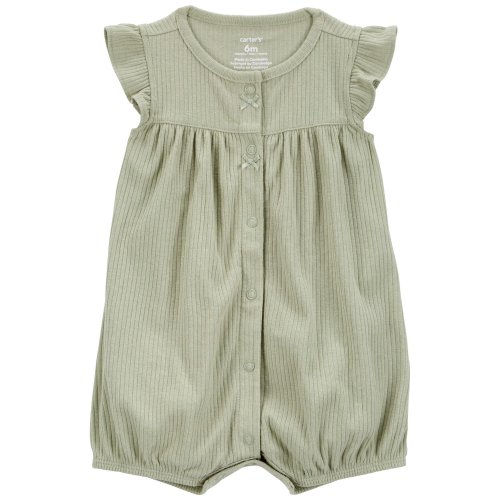 Baby Cotton Rib Short-Sleeve Romper - Green - Carter's | Carter's