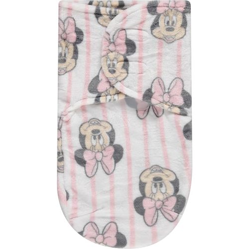 DISNEY Minnie Mouse Stripe Single Ply Baby Swaddle Sack, Easy Wrap Newborn Infant Swaddling Blanket, Soft Comfort Swaddler, Sleep/Hospital Swaddles for Newborns