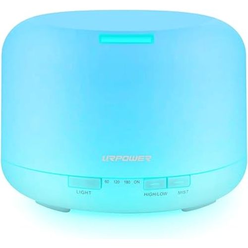 URPOWER Upgraded 500ML Essential Oil Diffuser Humidifiers Ultrasonic Aromatherapy Diffusers with 4 Timer Settings and Waterless Auto Shut-Off for Home Office Living Room Yoga Spa