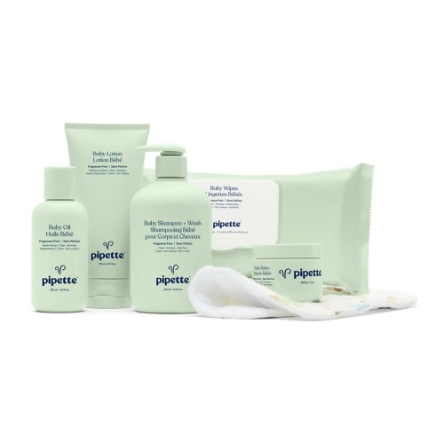 Pipette 6-Pc Baby Essentials Kit (Shampoo & Wash, Lotion, Oil, Balm, Wipes, & Wash Cloth)