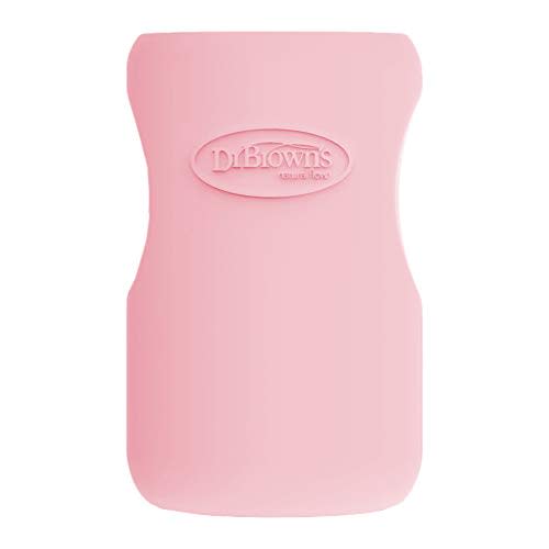 Dr. Brown's Options+ Wide-Neck Glass Bottle Sleeve, 100% Silicone, Pink, BPA-Free, 9 oz, 1-Pack