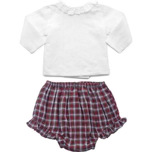 Gift Set Double Button Frill Blouse & Tartan Frill Bloomer - Louelle. | Maisonette