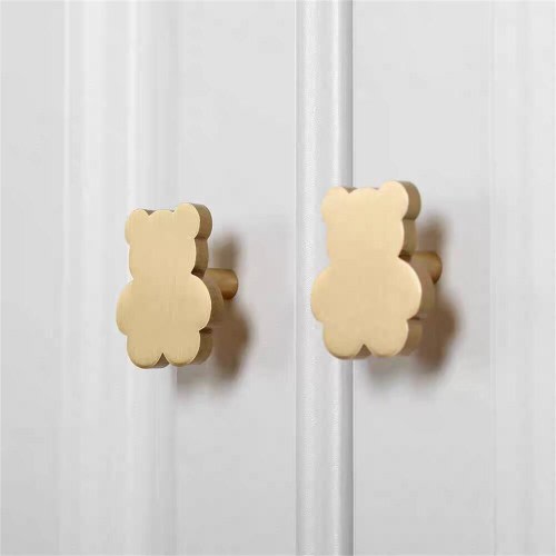 Solid Brass Bear Drawer Knobs Gold Animal Cabinet Knobs Unique Drawer Knobs Handles Babyroom Dresser Handle Pull Gift Cupboard Knob