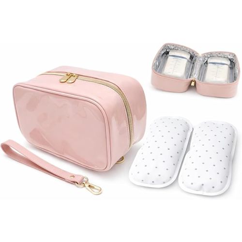 Breast Milk Cooler Bag, Elegant Cooler Bag with 2 Ice Packs, Breast Milk Storage for Travel, Insulated travel for Pumping Moms, Milk Bag, Keeps Milk cold for Hours.