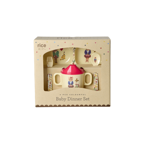 Melamine Baby Dinner Set in Gift Box | Nathalie Lété Print – Cream (4 pcs)