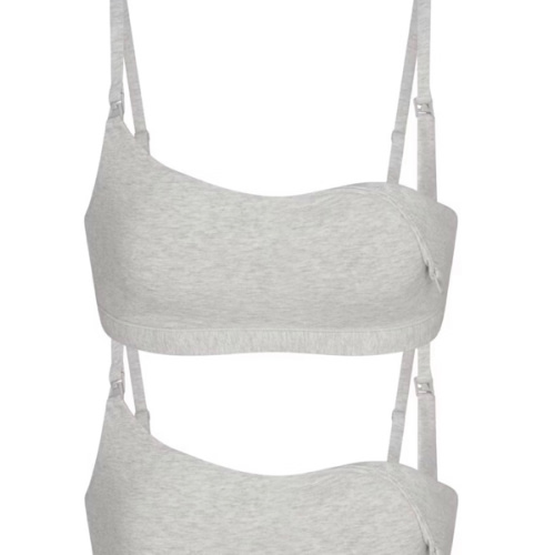 COTTON JERSEY MATERNITY NURSING SCOOP BRALETTE 2-PACK | LIGHT HEATHER GREY | SKIMS