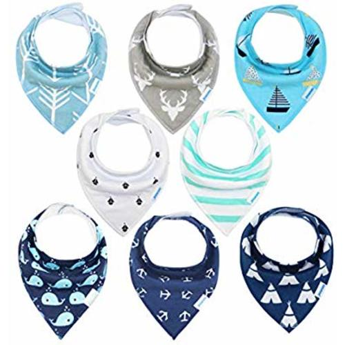 Baby Bibs 8 Pack Soft and Absorbent for Boys & Girls - Baby Bandana Drool Bibs