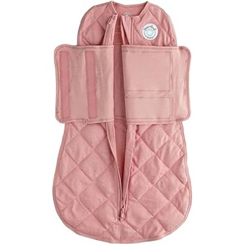 DREAMLAND BABY Weighted Sleep Swaddle Sack, Babies Aged 0-6 Months. 100% Cotton, Evenly Distributed Weight from Shoulders to Toes (Pink)