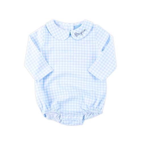 Light Blue Gingham Long Sleeve Bodysuit