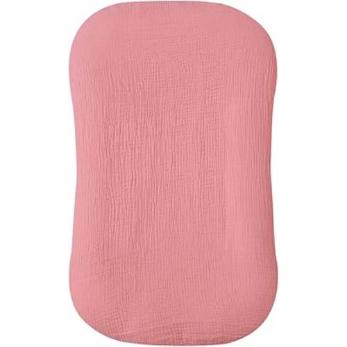 Hooyax Muslin Baby Lounger Cover Soft Organic Cotton Slipcover Fits Newborn Lounger for Baby Boys and Girls (Flesh Pink)