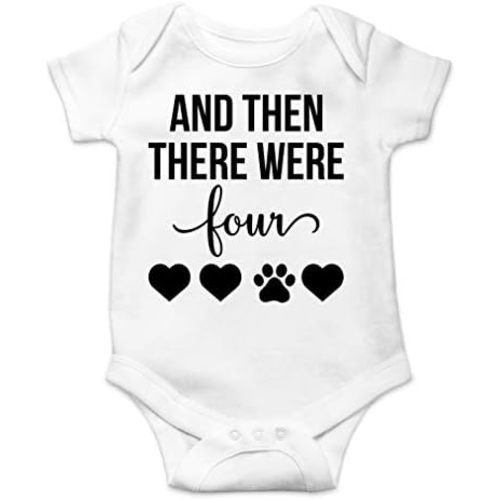 AW Fashions And Then There Were Four Baby Bodysuit Cute Newborn Boy Outfit Funny Baby Romper Girl Clothes