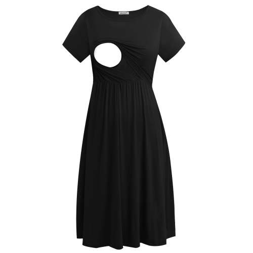 Smallshow Women's Short Sleeve Maternity Nursing Dresses for Breastfeeding