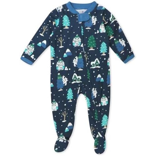 HonestBaby Baby Holiday Sleep and Play Footed Holiday Pajamas One-piece Sleeper Zip-front Organic Cotton Pjs