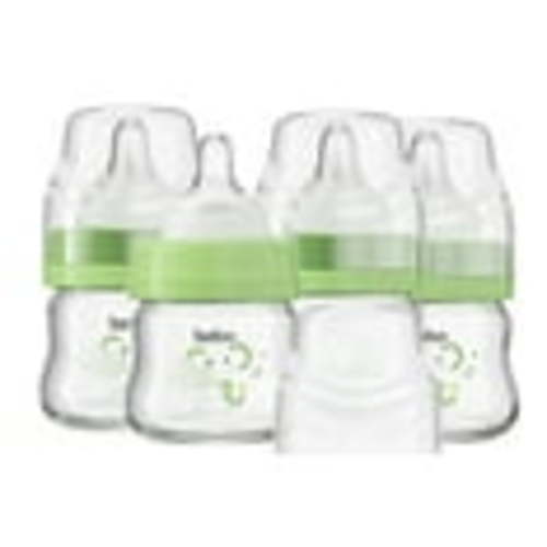 YOHKOH 2.7oz Newborn Glass Baby Bottle Sets,Wide-Neck,Slow Flow,for 0 m+,4-Pack,Green