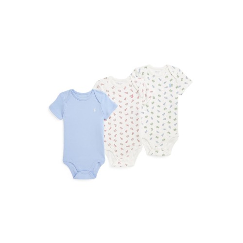 Assorted 3-Pack Cotton Rompers, 6M- Only 2 left