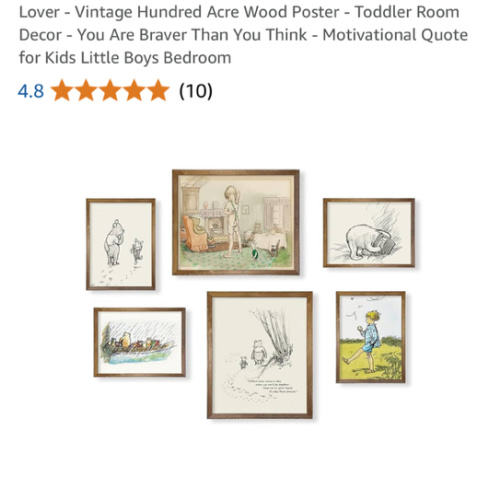 Winnie The Pooh Nursery Wall Art - Gifts for Winnie Fans Lover - Vintage Hundred Acre Wood Poster - Toddler Room Decor - You Are Braver Than You Think - Motivational Quote for Kids Little Boys Bedroom